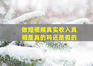 做短视频真实收入真相是真的吗还是假的