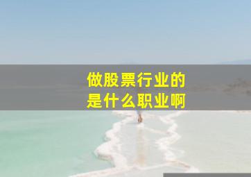 做股票行业的是什么职业啊