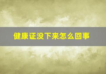 健康证没下来怎么回事