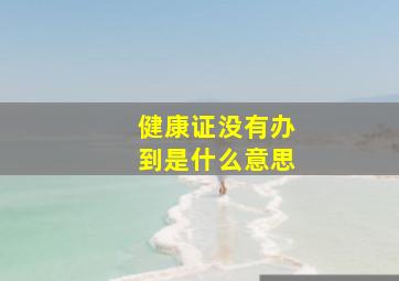 健康证没有办到是什么意思