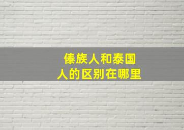 傣族人和泰国人的区别在哪里