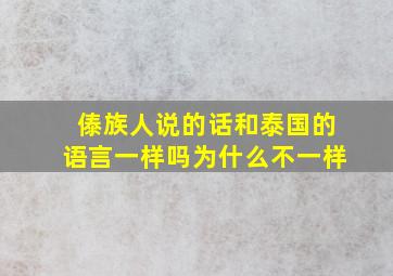 傣族人说的话和泰国的语言一样吗为什么不一样