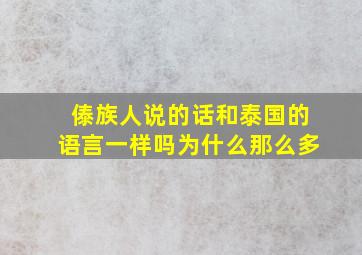 傣族人说的话和泰国的语言一样吗为什么那么多