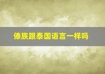 傣族跟泰国语言一样吗