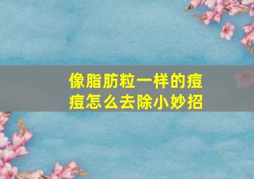 像脂肪粒一样的痘痘怎么去除小妙招