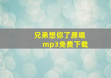 兄弟想你了原唱mp3免费下载