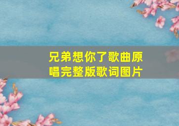 兄弟想你了歌曲原唱完整版歌词图片