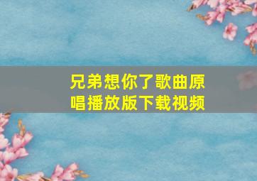 兄弟想你了歌曲原唱播放版下载视频