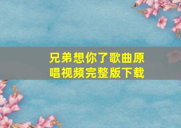 兄弟想你了歌曲原唱视频完整版下载