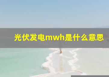 光伏发电mwh是什么意思