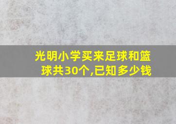 光明小学买来足球和篮球共30个,已知多少钱