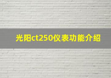 光阳ct250仪表功能介绍