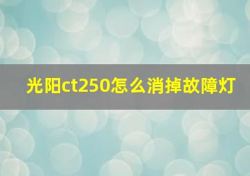 光阳ct250怎么消掉故障灯