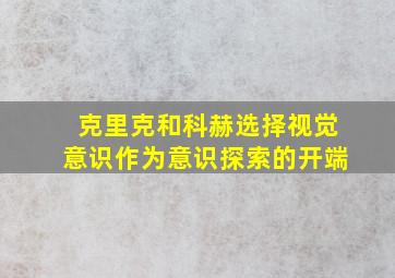 克里克和科赫选择视觉意识作为意识探索的开端