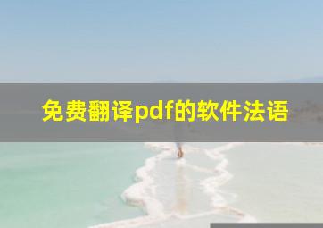 免费翻译pdf的软件法语