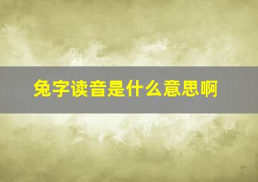 兔字读音是什么意思啊