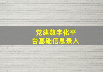 党建数字化平台基础信息录入