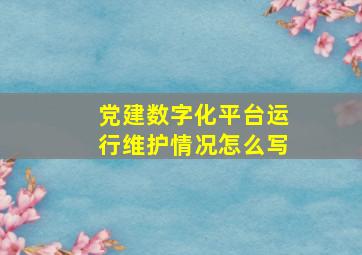 党建数字化平台运行维护情况怎么写