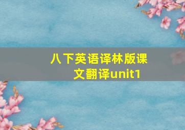 八下英语译林版课文翻译unit1