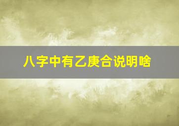 八字中有乙庚合说明啥