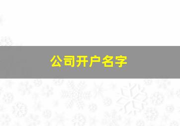 公司开户名字