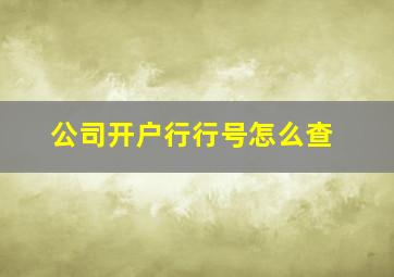 公司开户行行号怎么查