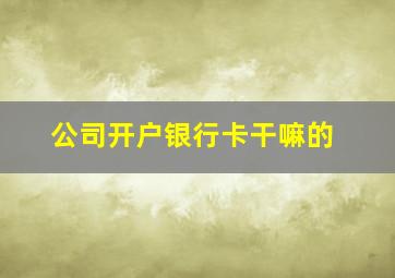 公司开户银行卡干嘛的