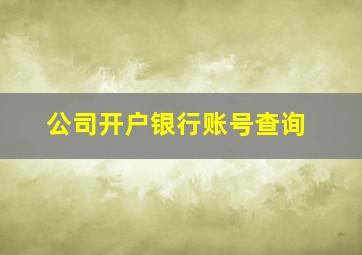 公司开户银行账号查询