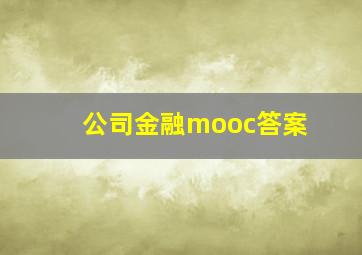 公司金融mooc答案