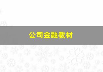 公司金融教材