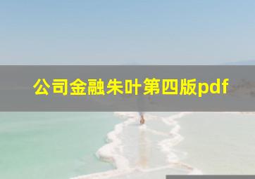 公司金融朱叶第四版pdf