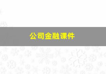 公司金融课件