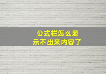 公式栏怎么显示不出来内容了