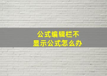 公式编辑栏不显示公式怎么办