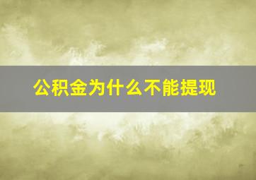 公积金为什么不能提现