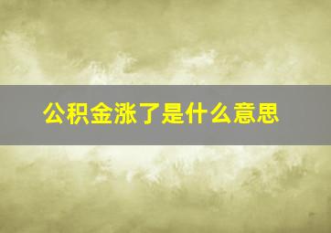 公积金涨了是什么意思