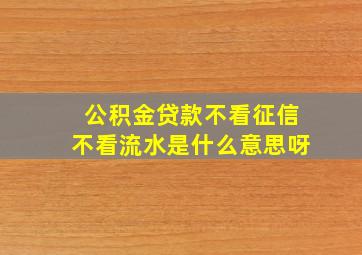 公积金贷款不看征信不看流水是什么意思呀