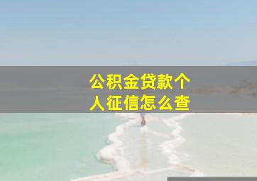 公积金贷款个人征信怎么查