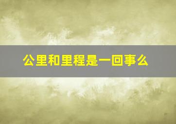 公里和里程是一回事么