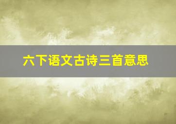 六下语文古诗三首意思