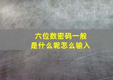 六位数密码一般是什么呢怎么输入