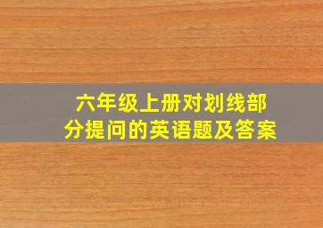 六年级上册对划线部分提问的英语题及答案