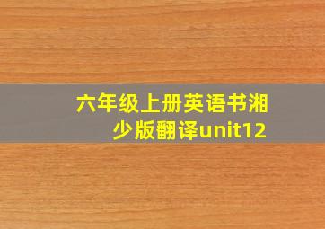 六年级上册英语书湘少版翻译unit12