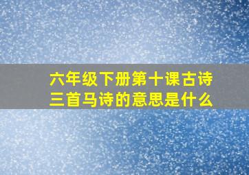 六年级下册第十课古诗三首马诗的意思是什么