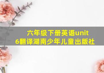 六年级下册英语unit6翻译湖南少年儿童出版社