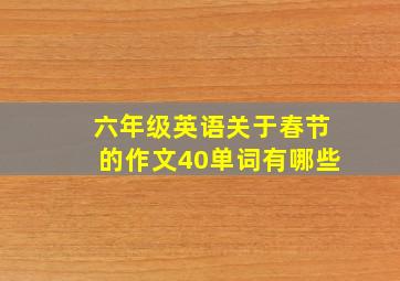 六年级英语关于春节的作文40单词有哪些