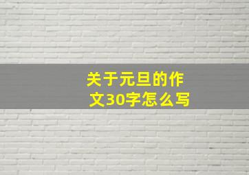 关于元旦的作文30字怎么写