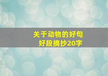 关于动物的好句好段摘抄20字