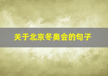 关于北京冬奥会的句子