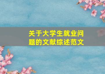 关于大学生就业问题的文献综述范文